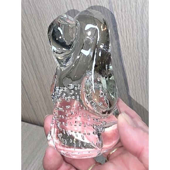 Vtg Hand Blown Art Glass Hound Dog Paperweight Controlled Bubbles Clear Puppy - Picture 7 of 11